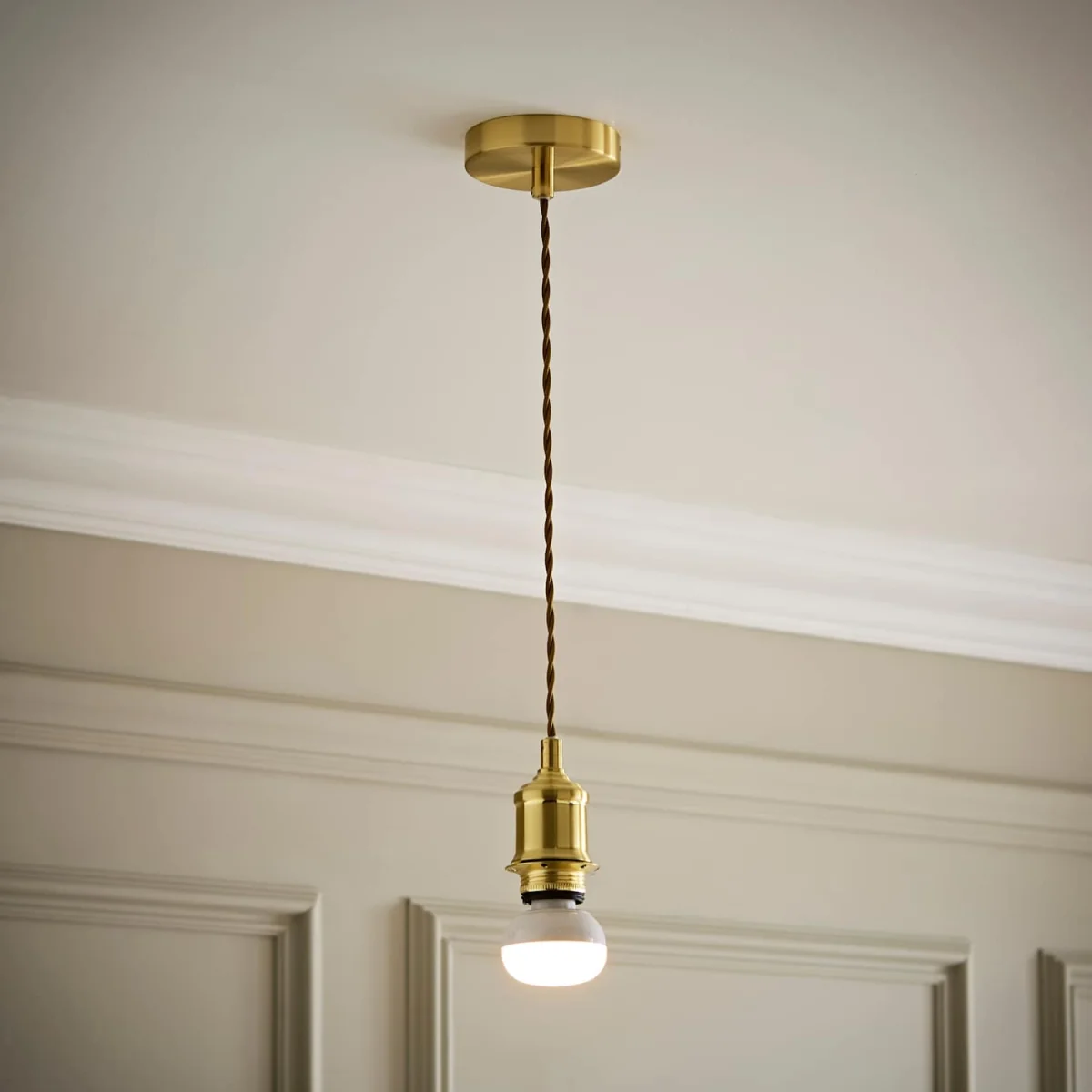 Shaw Brushed Gold Rechargeable Ceiling Pendant Lampholder - Brushed Gold – image 3