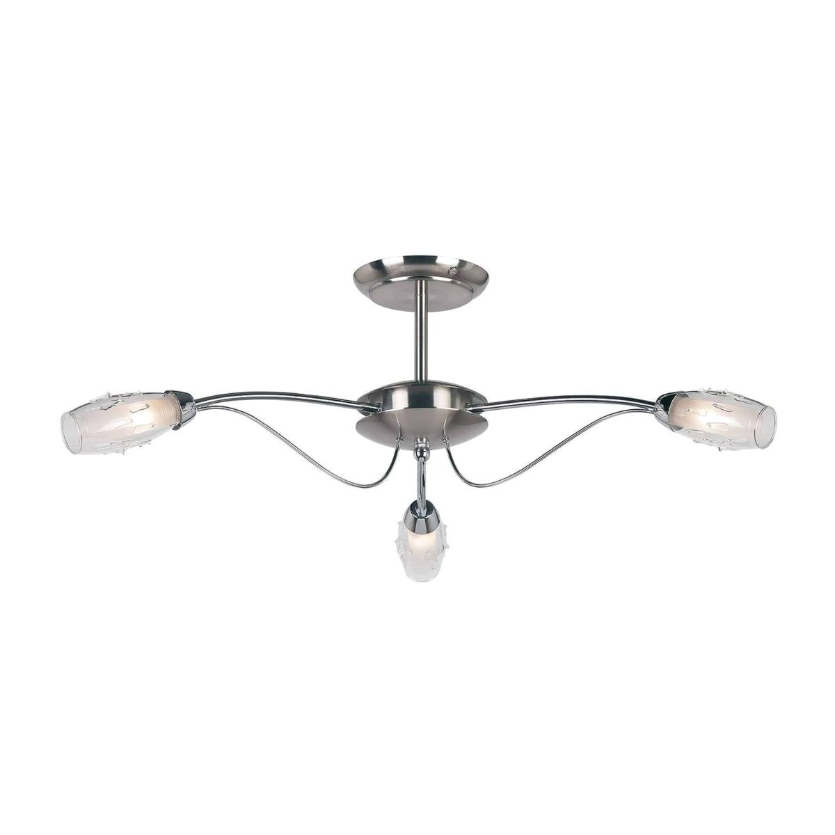 Mercury 3 Light Semi Flush Ceiling Light Satin Chrome, Clear Glass Inner, G9 - Satin Chrome – image 1