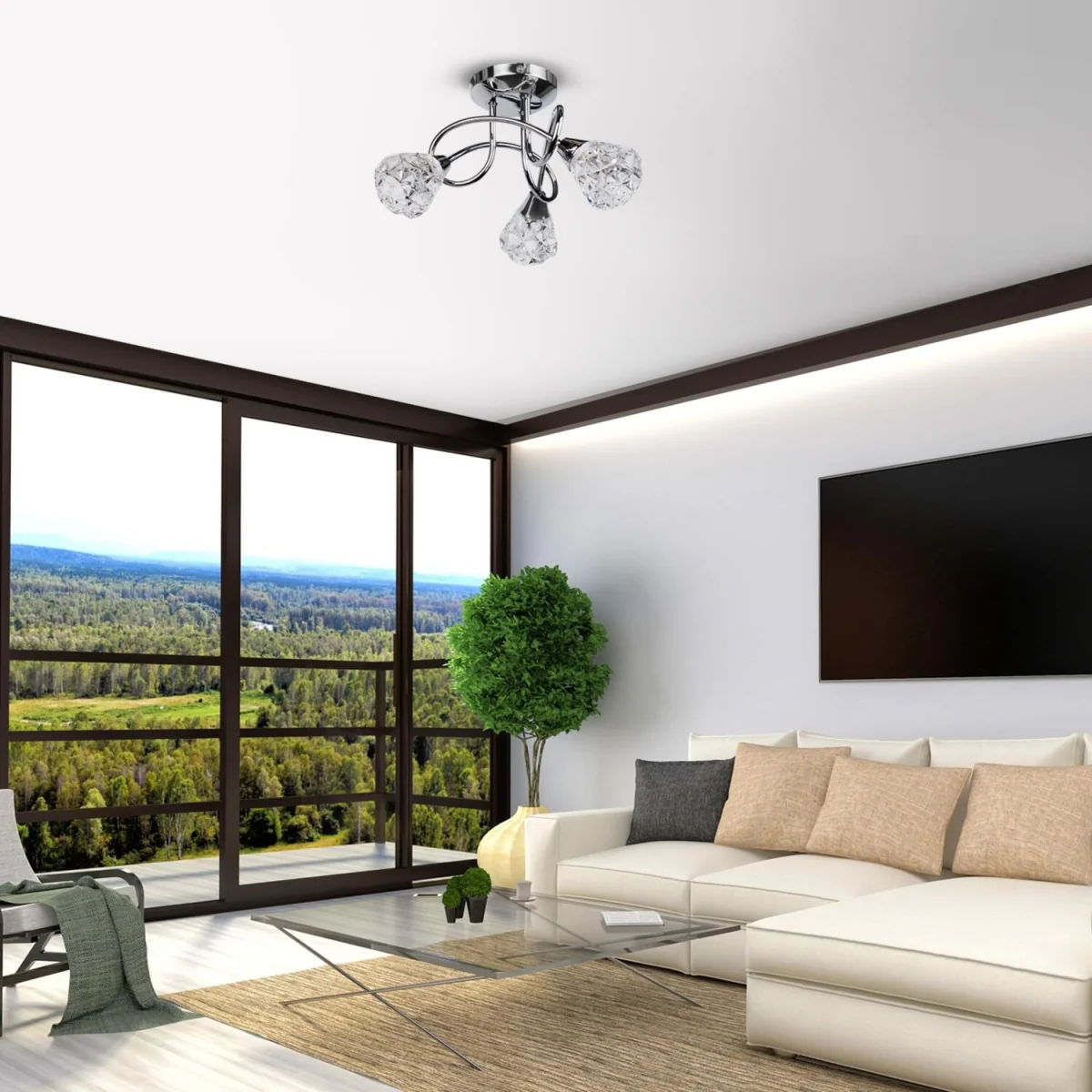 Oto 3lt Flush Ceiling Light - Polished Chrome Plate And Clear Glass – image 2