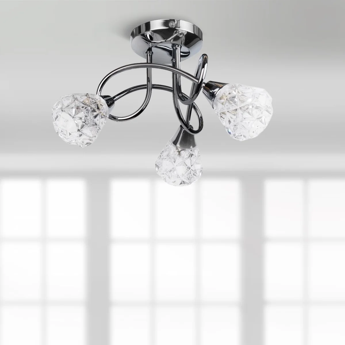 Oto 3lt Flush Ceiling Light - Polished Chrome Plate And Clear Glass – image 4