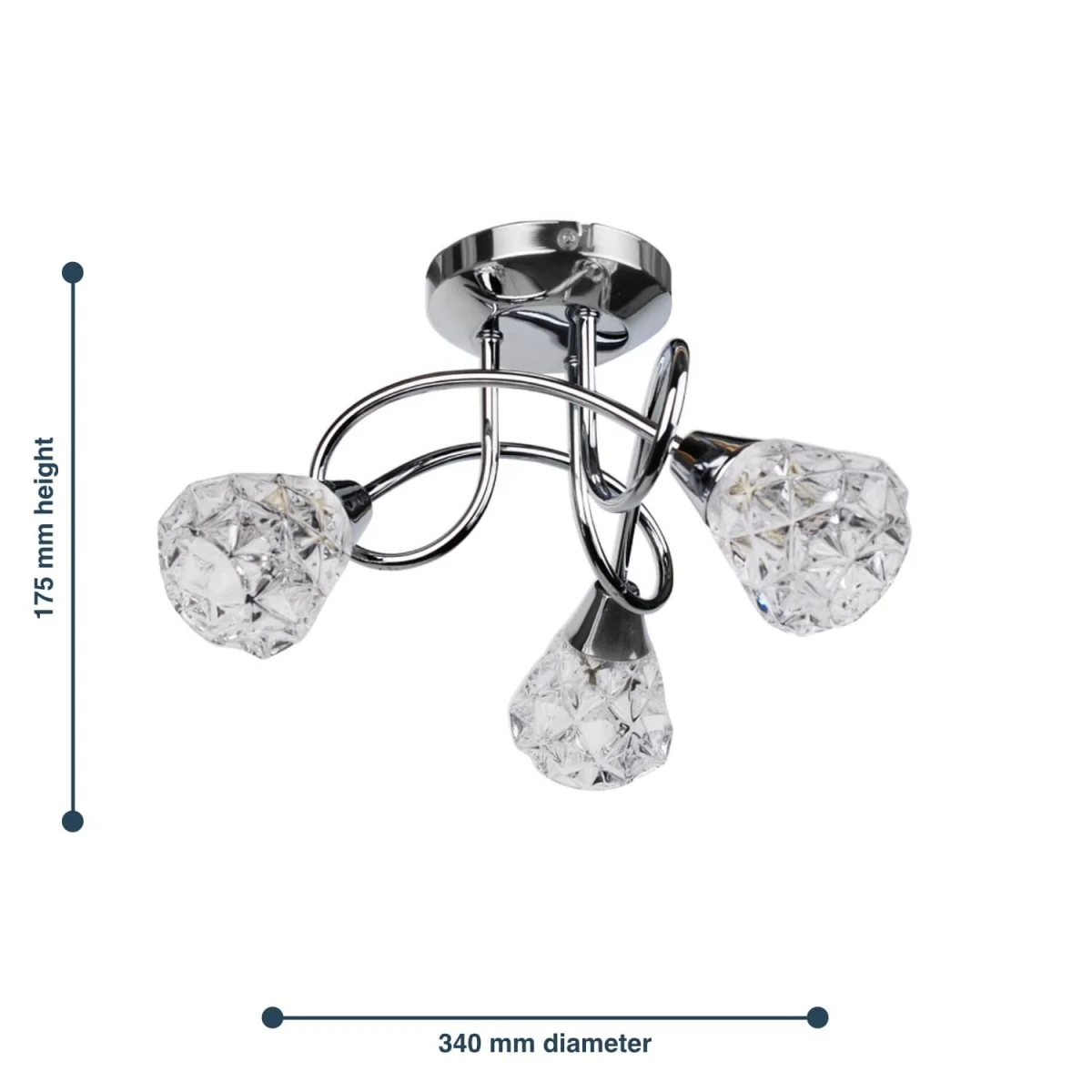 Oto 3lt Flush Ceiling Light - Polished Chrome Plate And Clear Glass – image 6