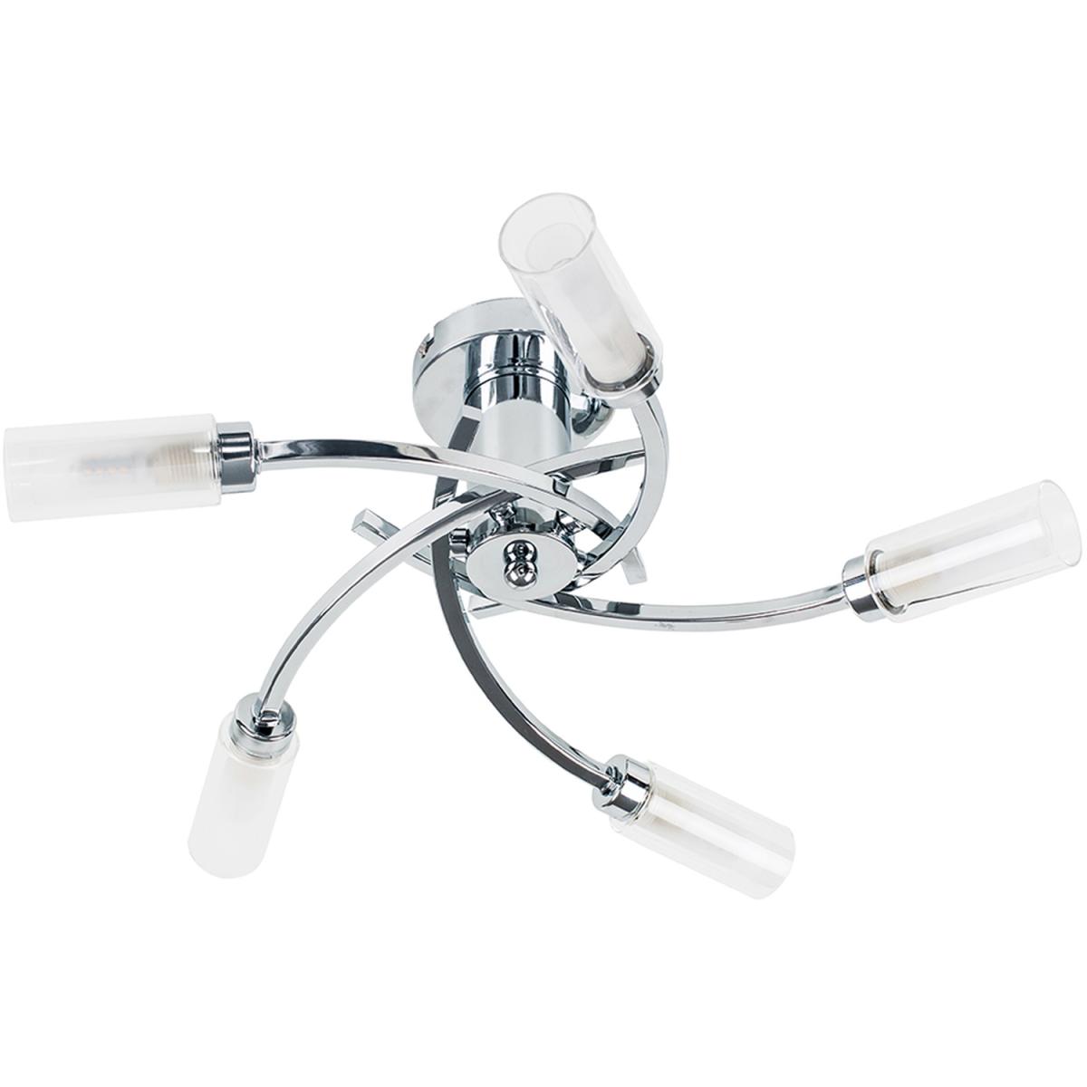 5 Way Swirl Silver Chrome Ceiling Light With Modern Glass Shades - Silver – image 2