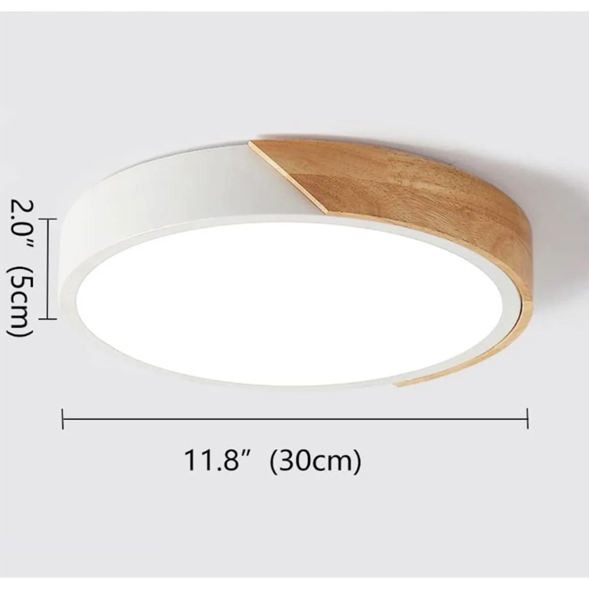 White and Wood Ceiling Light LED - White – image 2