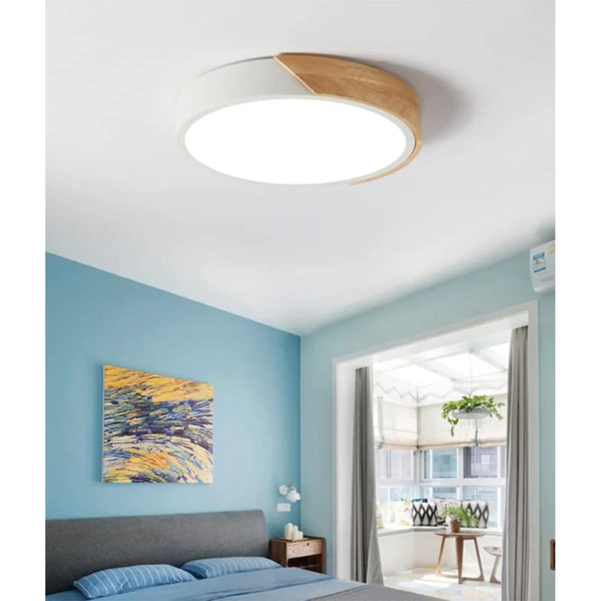 White and Wood Ceiling Light LED - White – image 3