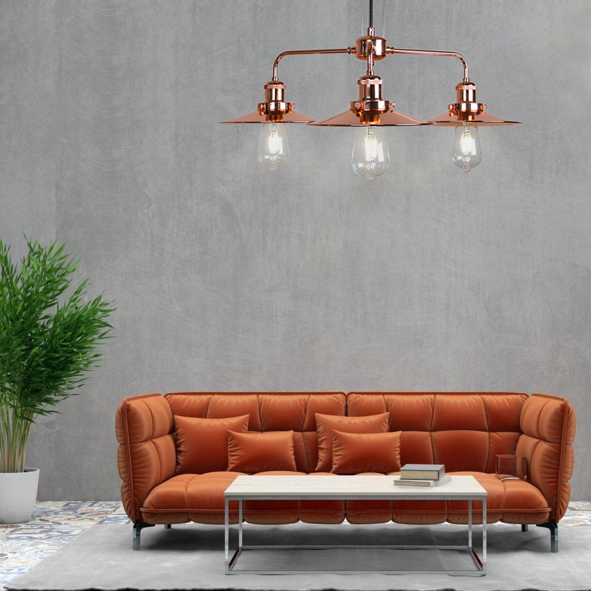 3-Light Cluster Pendant Light - Rose Gold – image 5