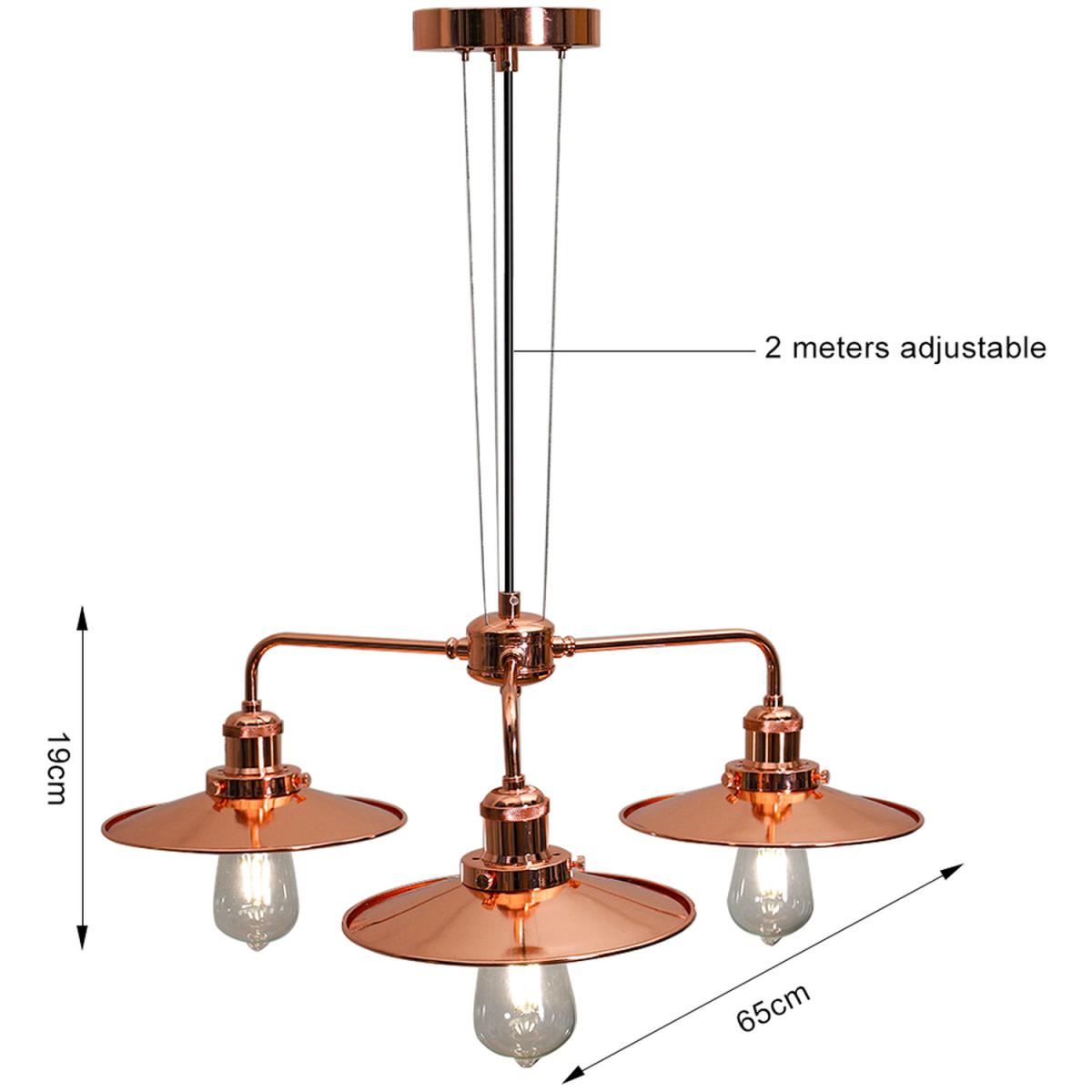 3-Light Cluster Pendant Light - Rose Gold – image 6