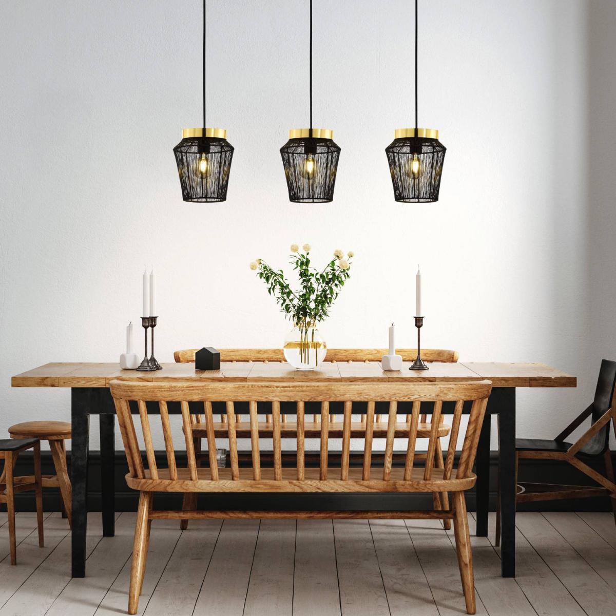 EGLO Escandidos BlackGold 3-light Pendant - Black, Brass – image 2