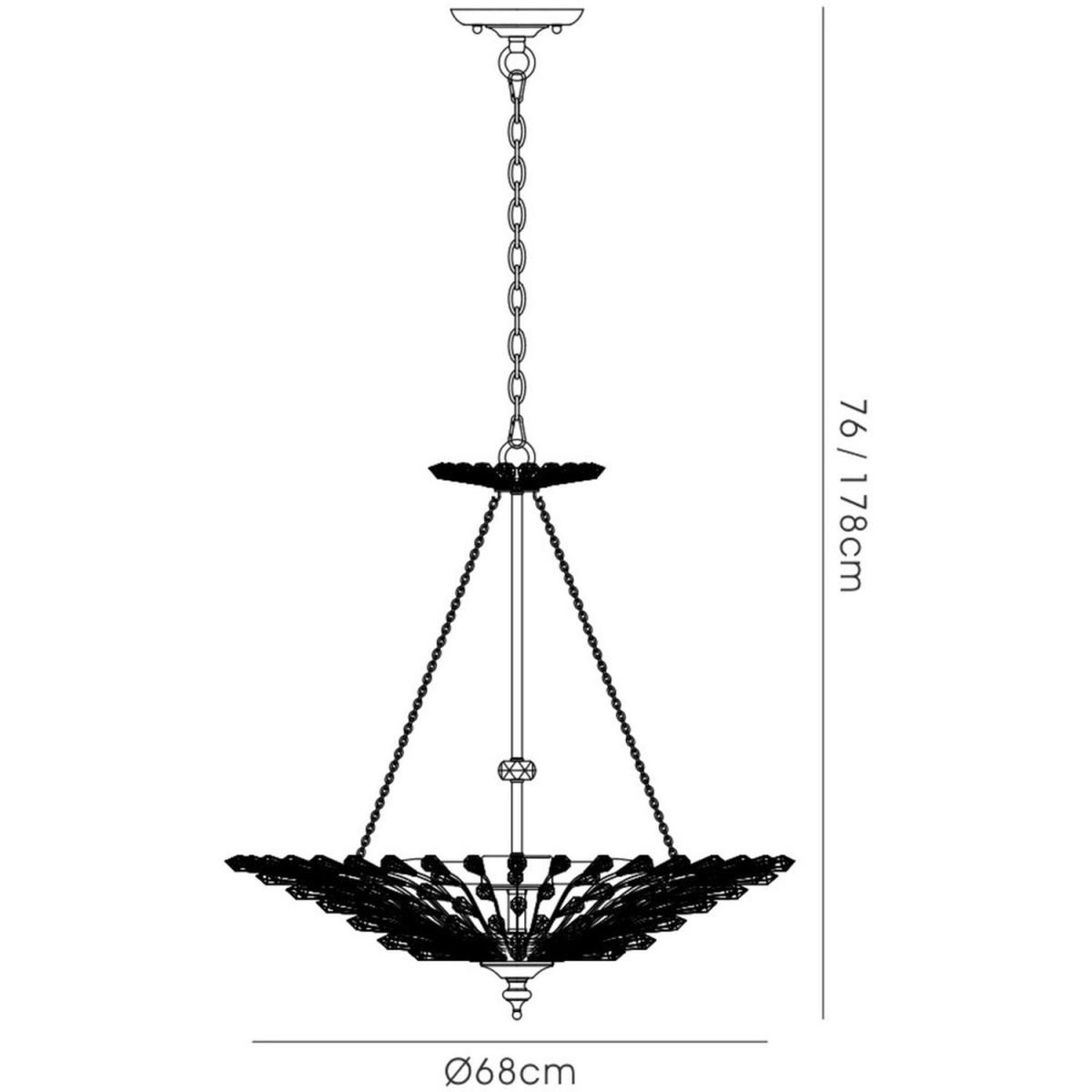 Fay Ceiling Pendant 6 Light E14 Aged Gold, Silver, Crystal - Aged Silver – image 3