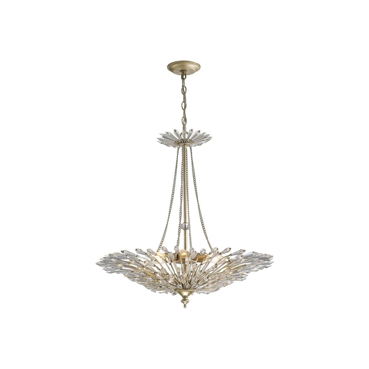 Fay Ceiling Pendant 6 Light E14 Aged Gold, Silver, Crystal - Aged Silver – image 1