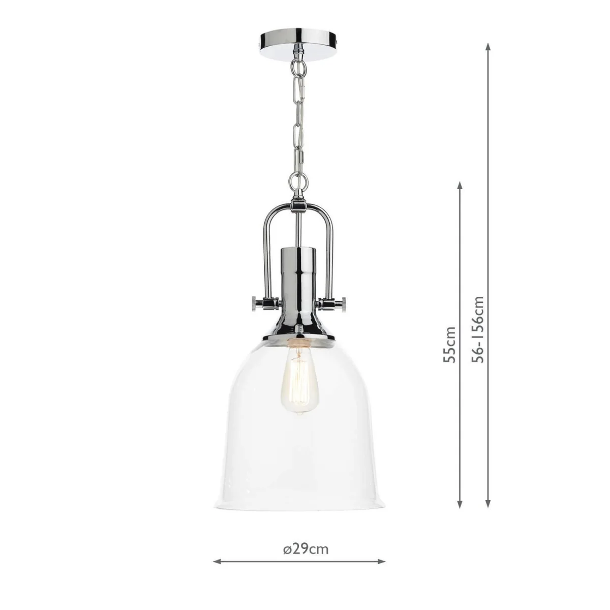 Nolan 1 Light Pendant Polished Chrome Clear Glass – image 2