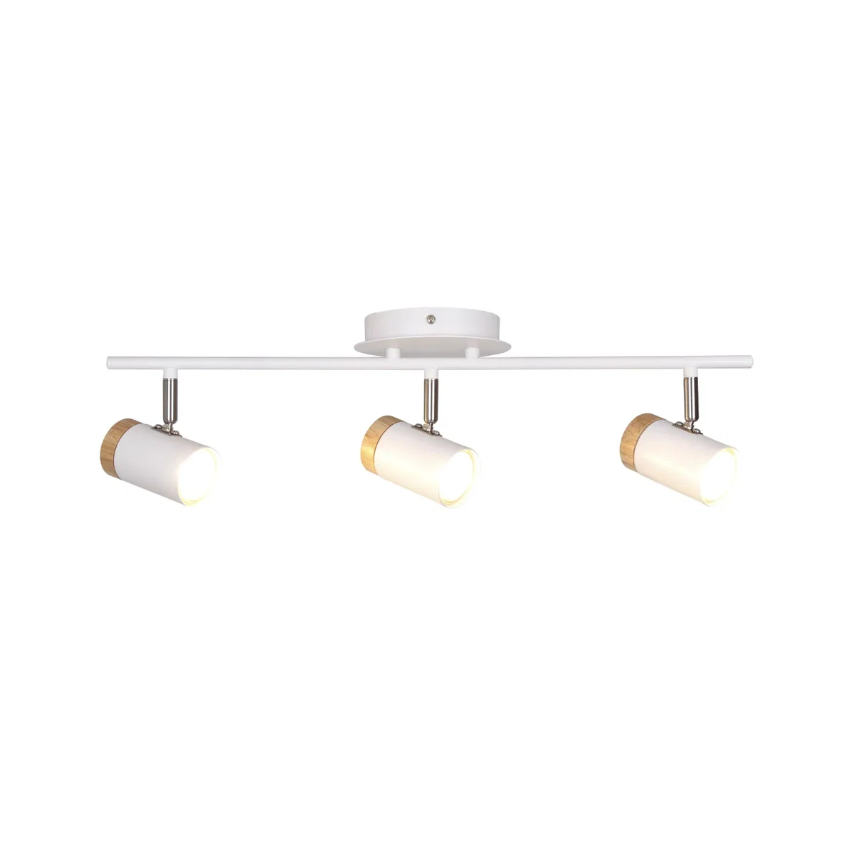 Set Of 2 Stratton White With Wood Detail Three Way Spotlights - White – image 2