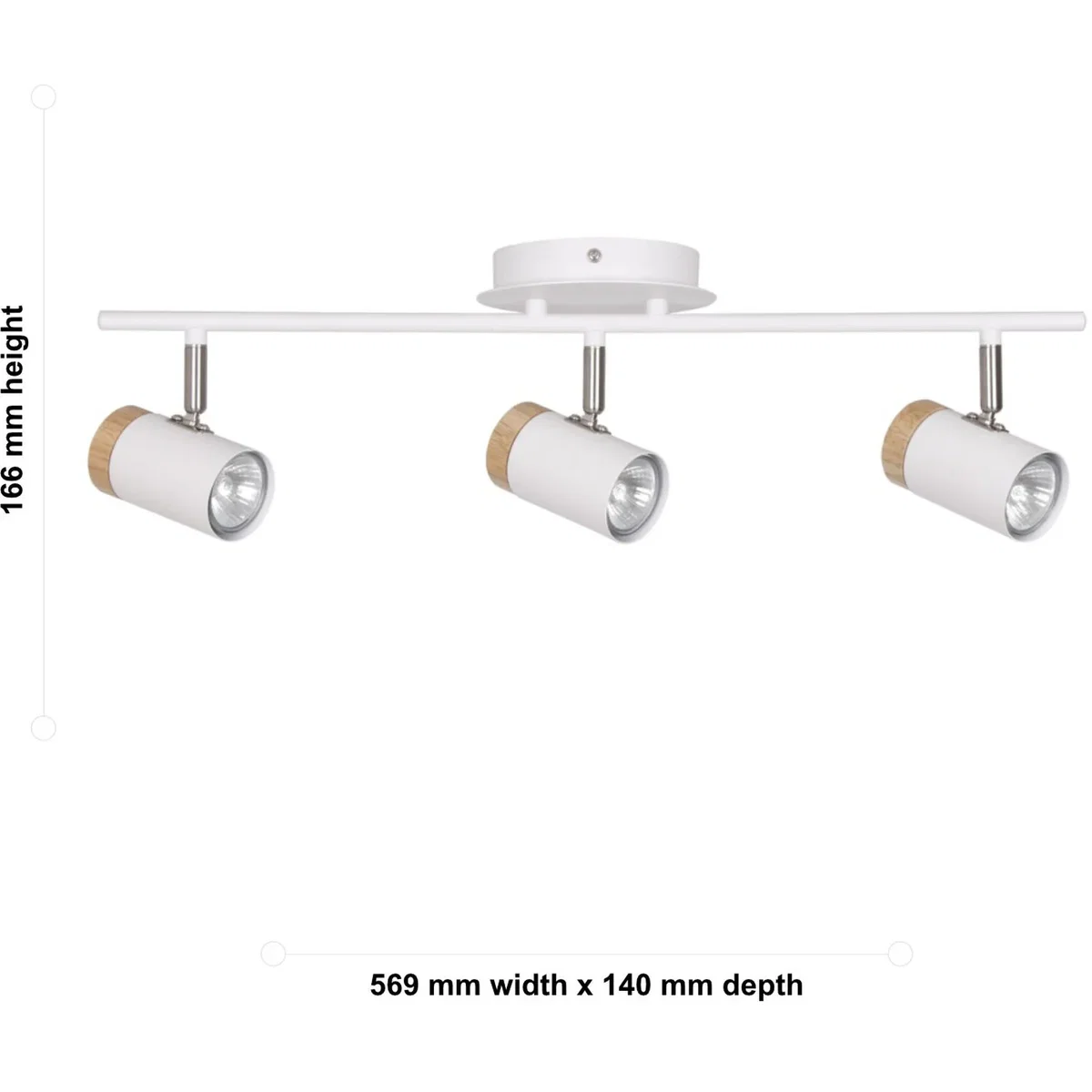 Set Of 2 Stratton White With Wood Detail Three Way Spotlights - White – image 5