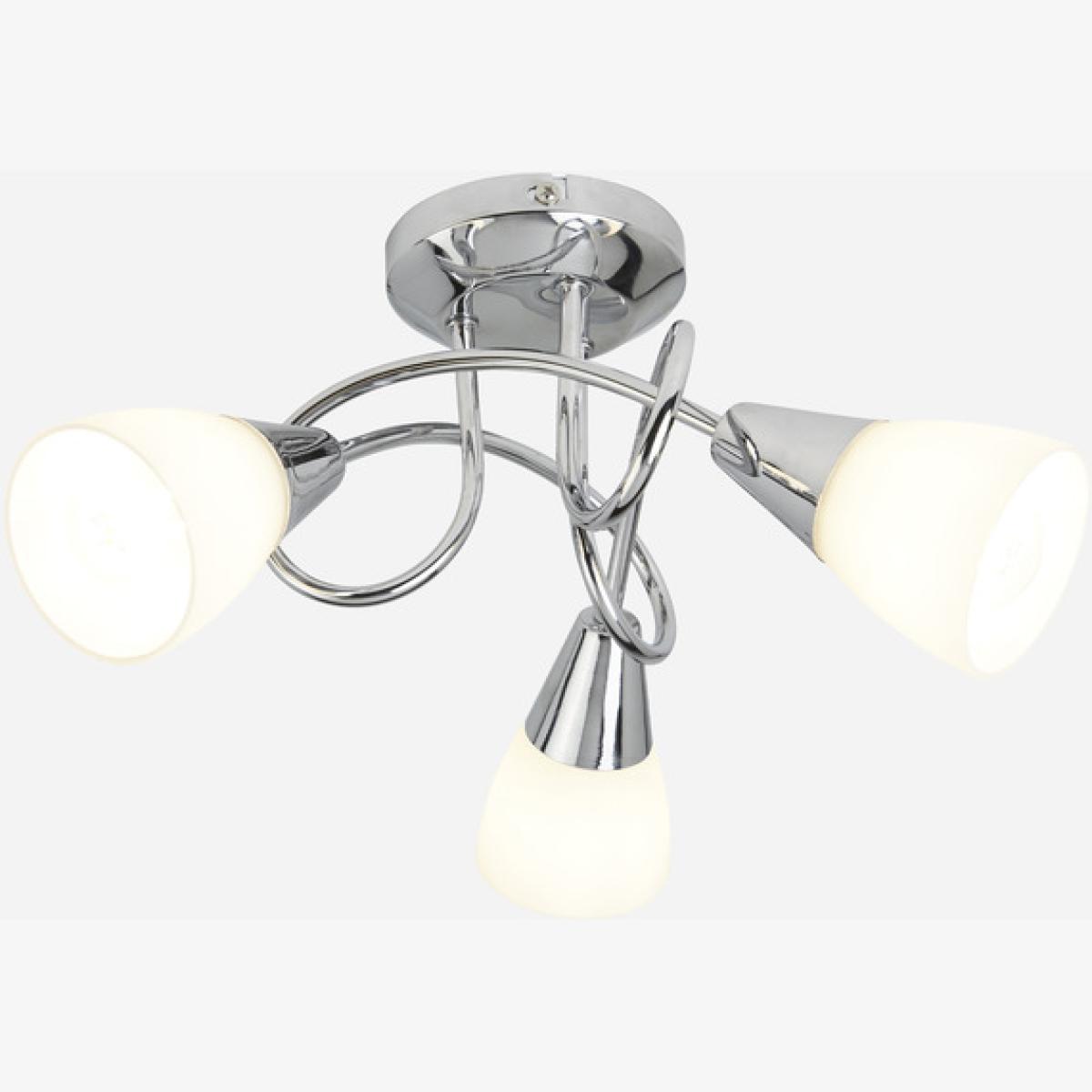 3 Light with Opal Glass Shades - Silver