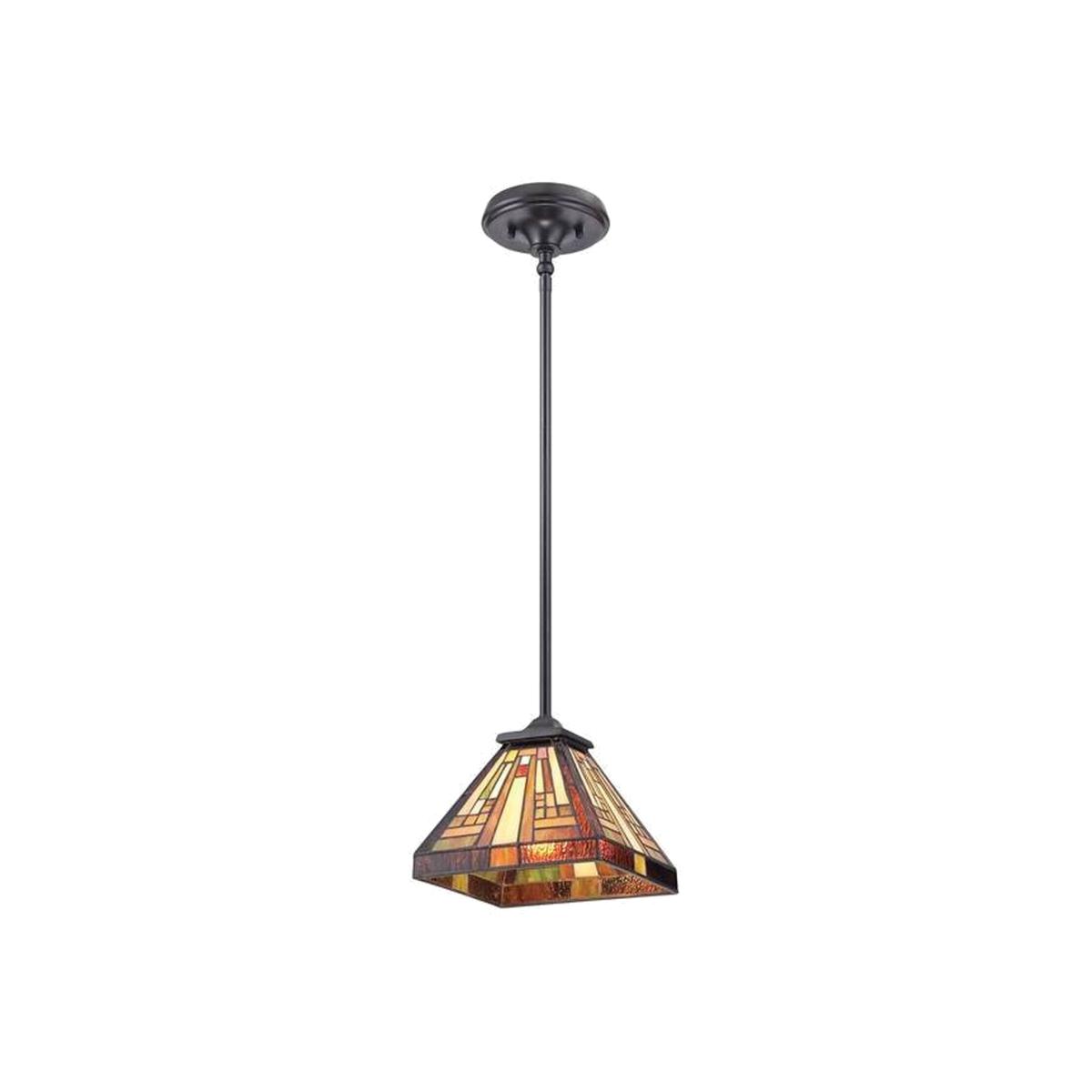 Stephen 1 Light Tiffany Ceiling Mini Pendant Vintage Bronze, E27 - Vintage Bronze