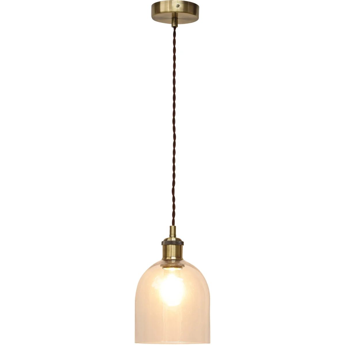 Set Of 2 Belten Clear Glass Cloche Antique Brass Retro Pendants - Antique Brass & Clear – image 3