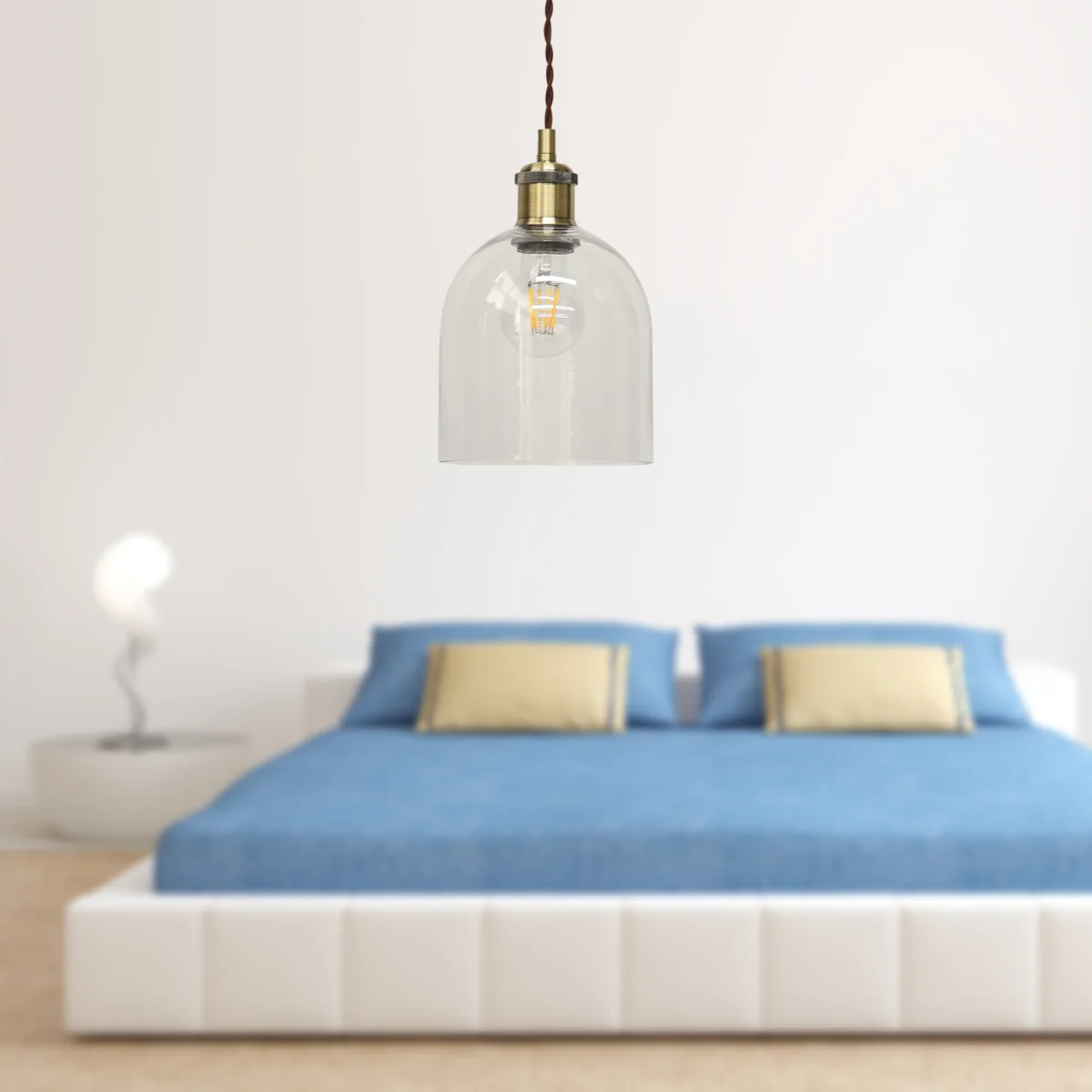 Set Of 2 Belten Clear Glass Cloche Antique Brass Retro Pendants - Antique Brass & Clear – image 4