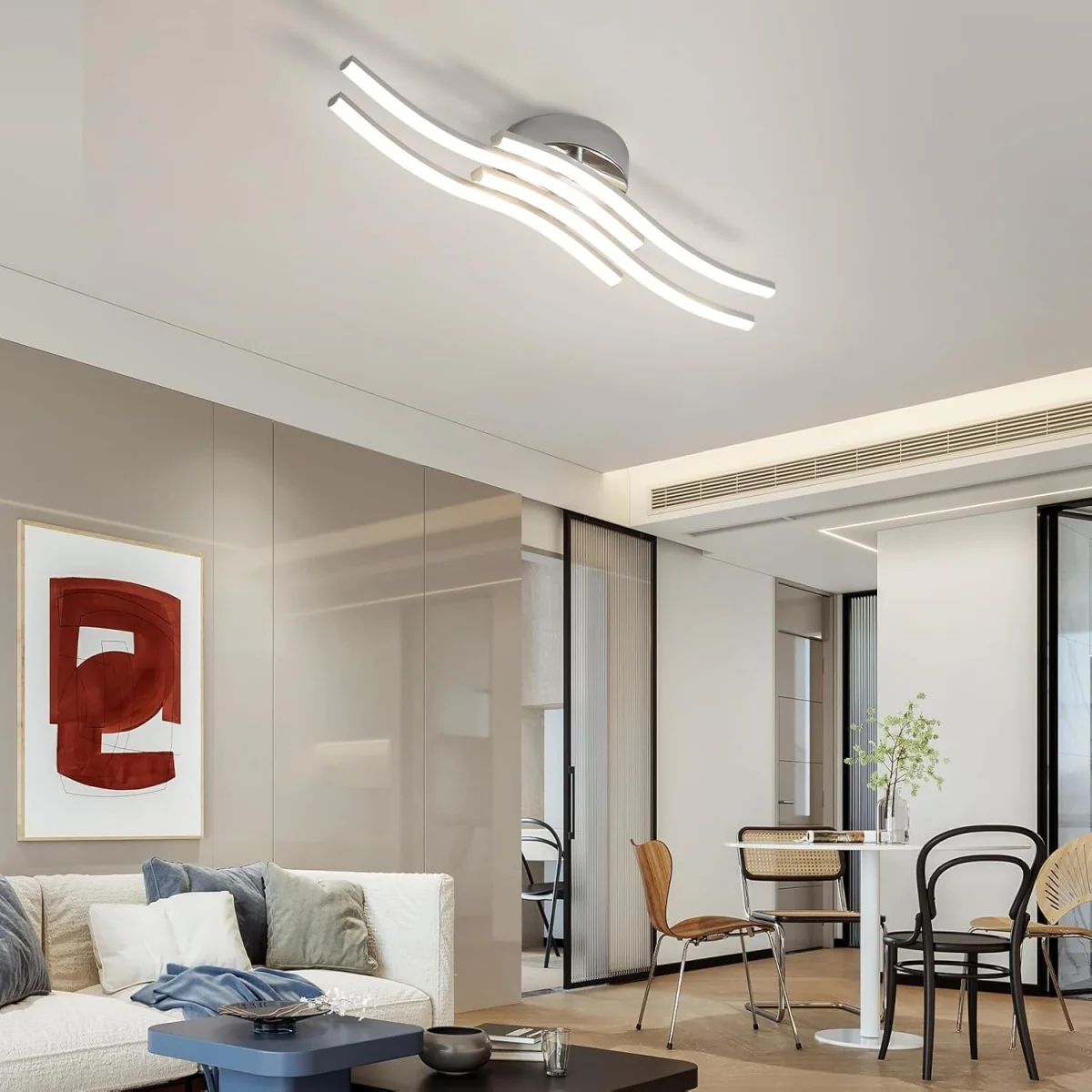 GOECO LED Ceiling Light 24W 4500K for Living Room, Kitchen Hallway Silver - Silver – image 2