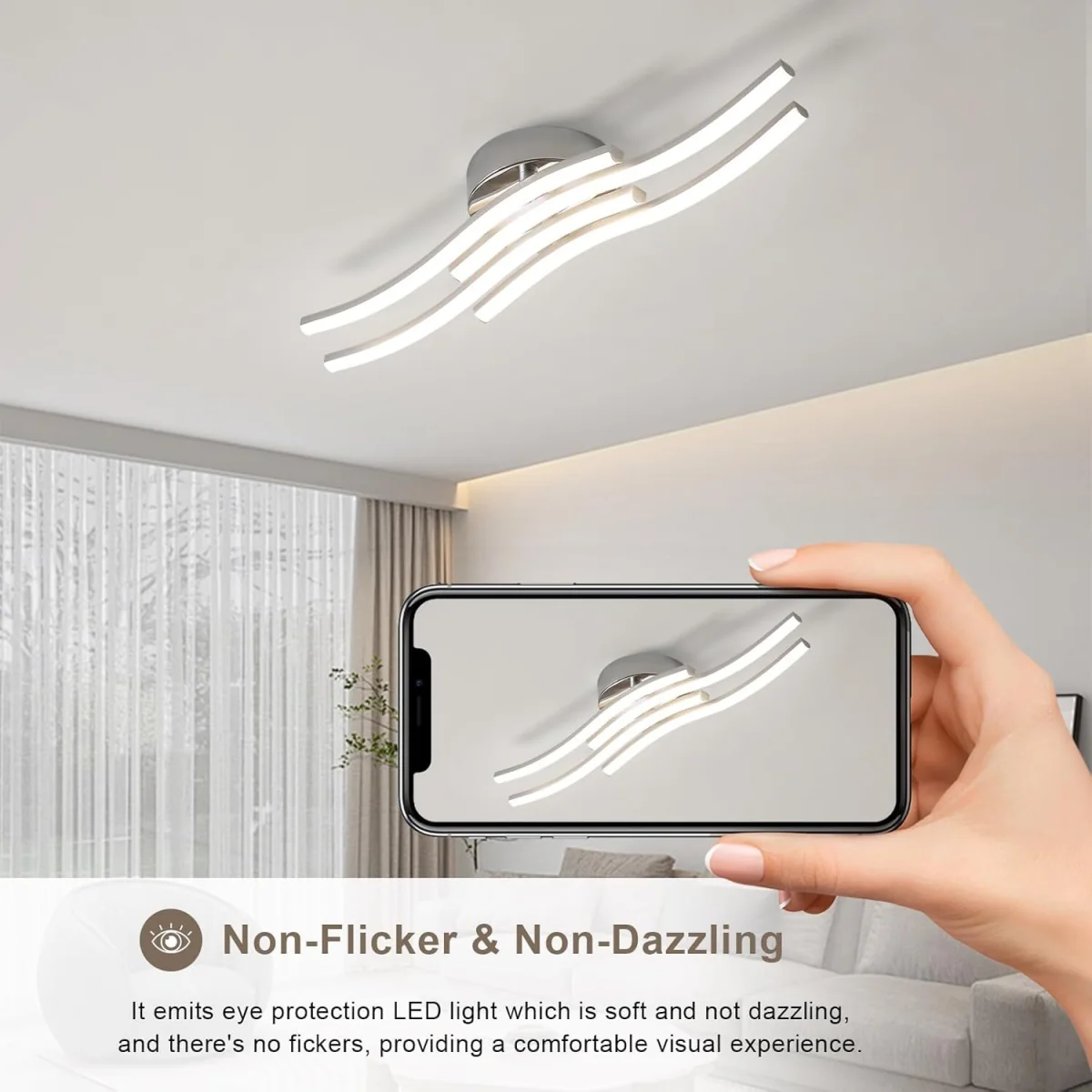 GOECO LED Ceiling Light 24W 4500K for Living Room, Kitchen Hallway Silver - Silver – image 4