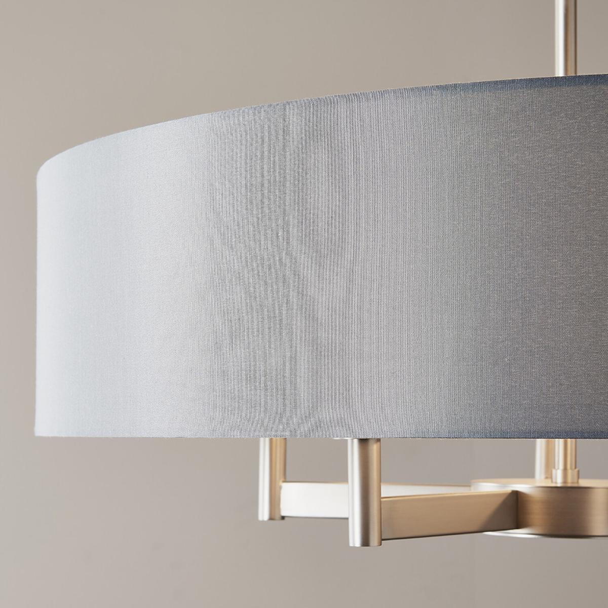 Carrara 5 Light Ceiling Pendant Matt Nickel Plate Grey Fabric - Matt Nickel Plate & Grey Fabric – image 5