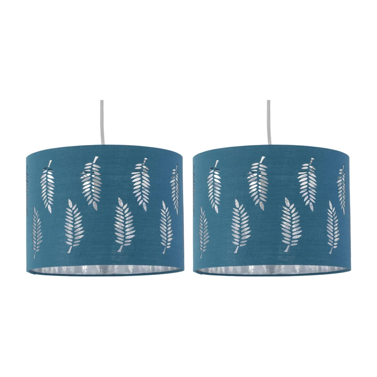 Set Of 2 Fern Teal Cut Out 30cm Pendant Lightshades - Teal – image 1
