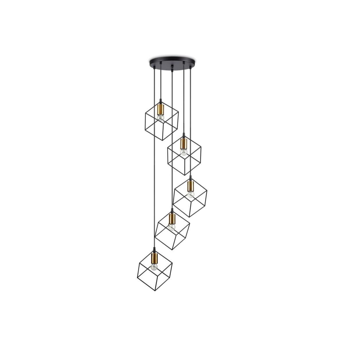 Ice Indoor 5 Lights Cage Cluster Drop Ceiling Pendant Lamp - Black