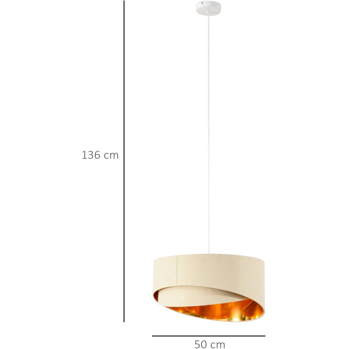 Modern Pendant Light with Adjustable Hanging Chain and Two Bevel Nested Lampshade - Beige, Gold – image 12