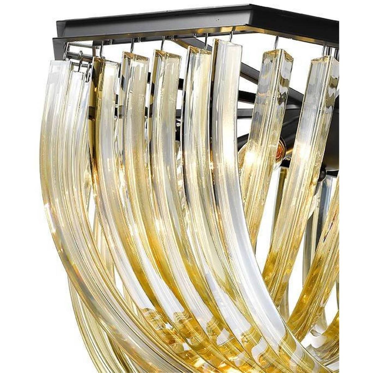 Spring 5 Light Ceiling Pendant Black Chrome, Champagne gold Crystals, E14 - Black Chrome – image 2