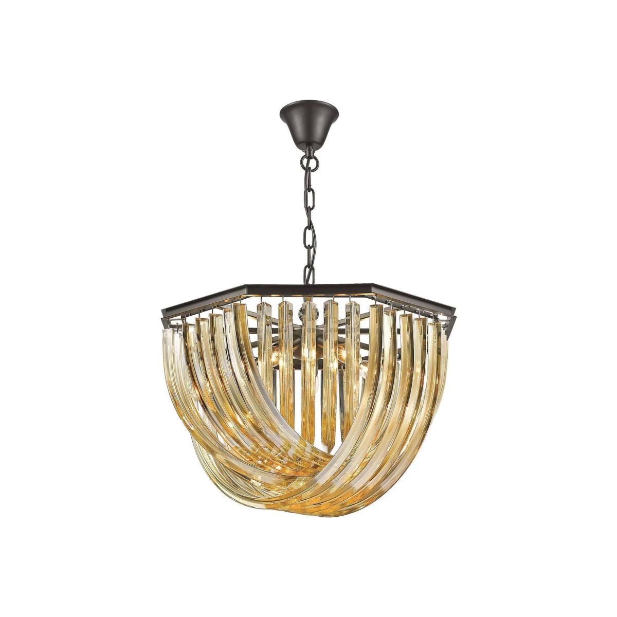 Spring 5 Light Ceiling Pendant Black Chrome, Champagne gold Crystals, E14 - Black Chrome – image 1