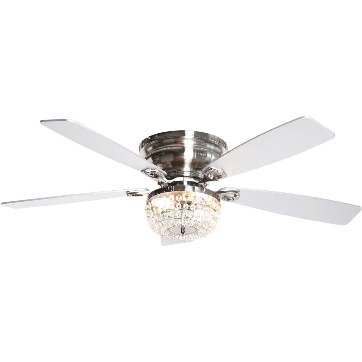 Modern Ceiling Fan With Crystal Light Chandelier Remote Control 5-Blade - Sliver – image 2