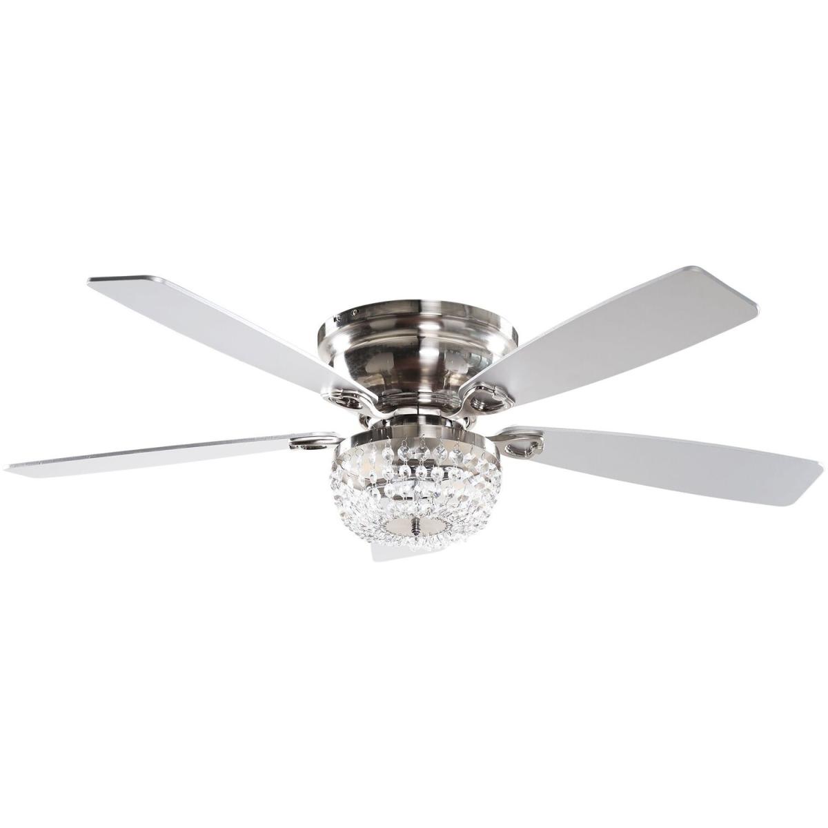 Modern Ceiling Fan With Crystal Light Chandelier Remote Control 5-Blade - Sliver – image 3