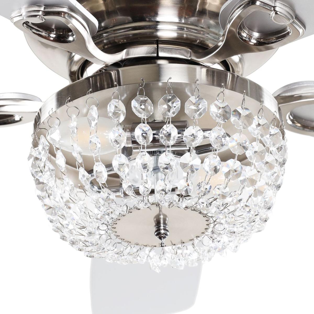 Modern Ceiling Fan With Crystal Light Chandelier Remote Control 5-Blade - Sliver – image 4