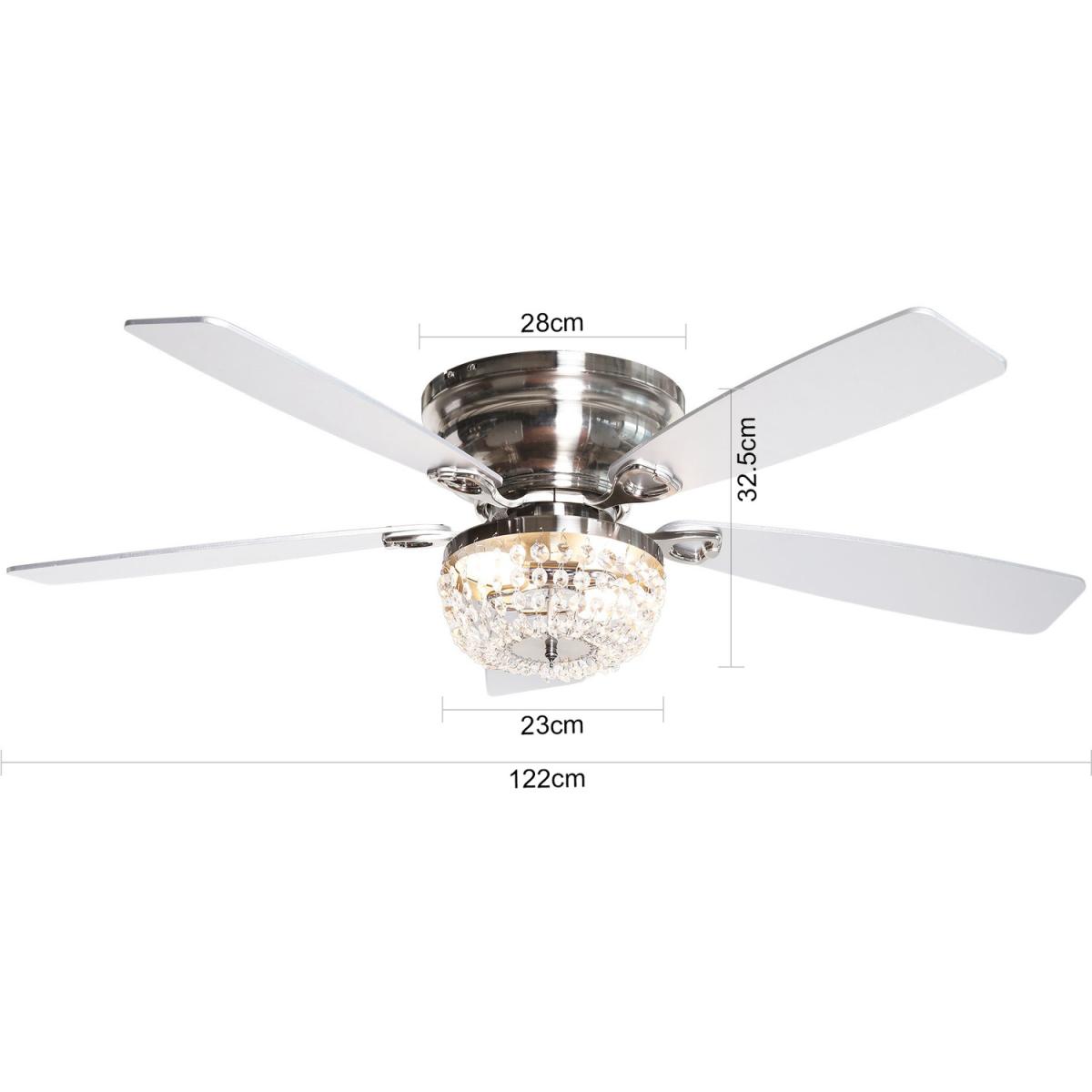 Modern Ceiling Fan With Crystal Light Chandelier Remote Control 5-Blade - Sliver – image 5