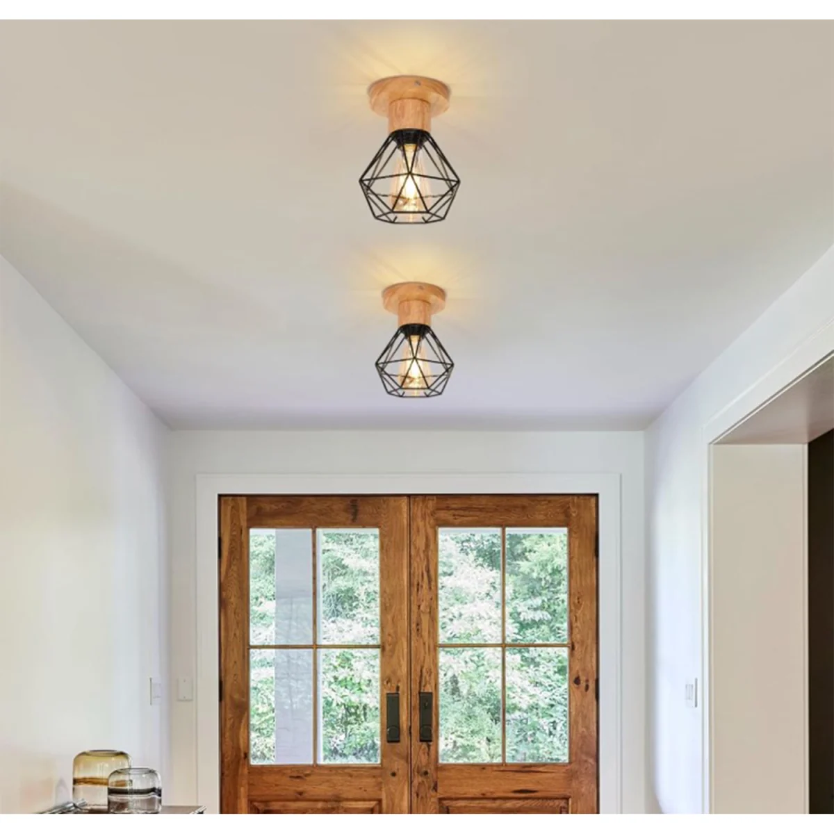 Ceiling 2 Pack Lights Black and Wood - Black – image 2