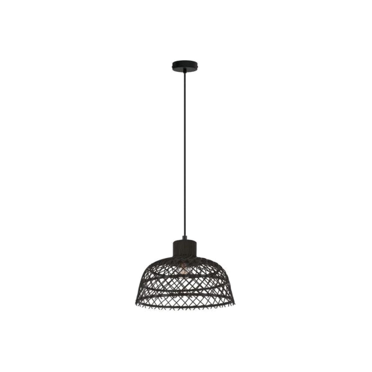Ausnby Rattan Black Wood Single Pendant - Black