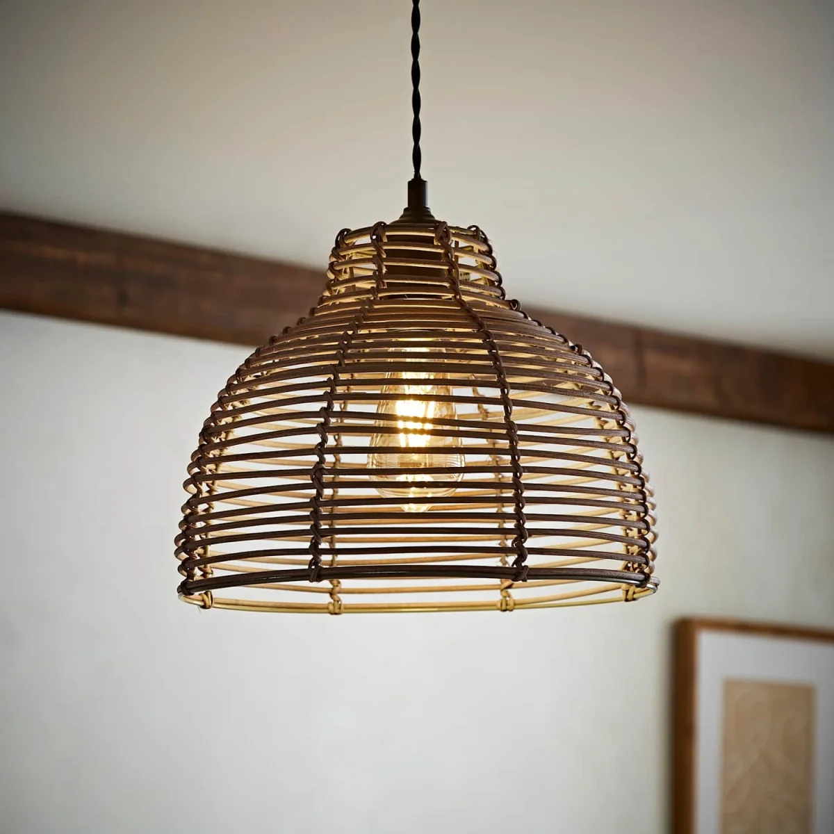 Lobster Wicker Rattan Grey Ceiling Pendant Light Shade - Grey / 24cm – image 3