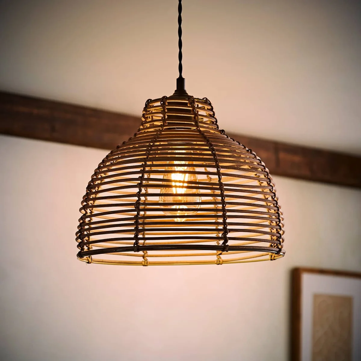 Lobster Wicker Rattan Grey Ceiling Pendant Light Shade - Grey / 24cm – image 4