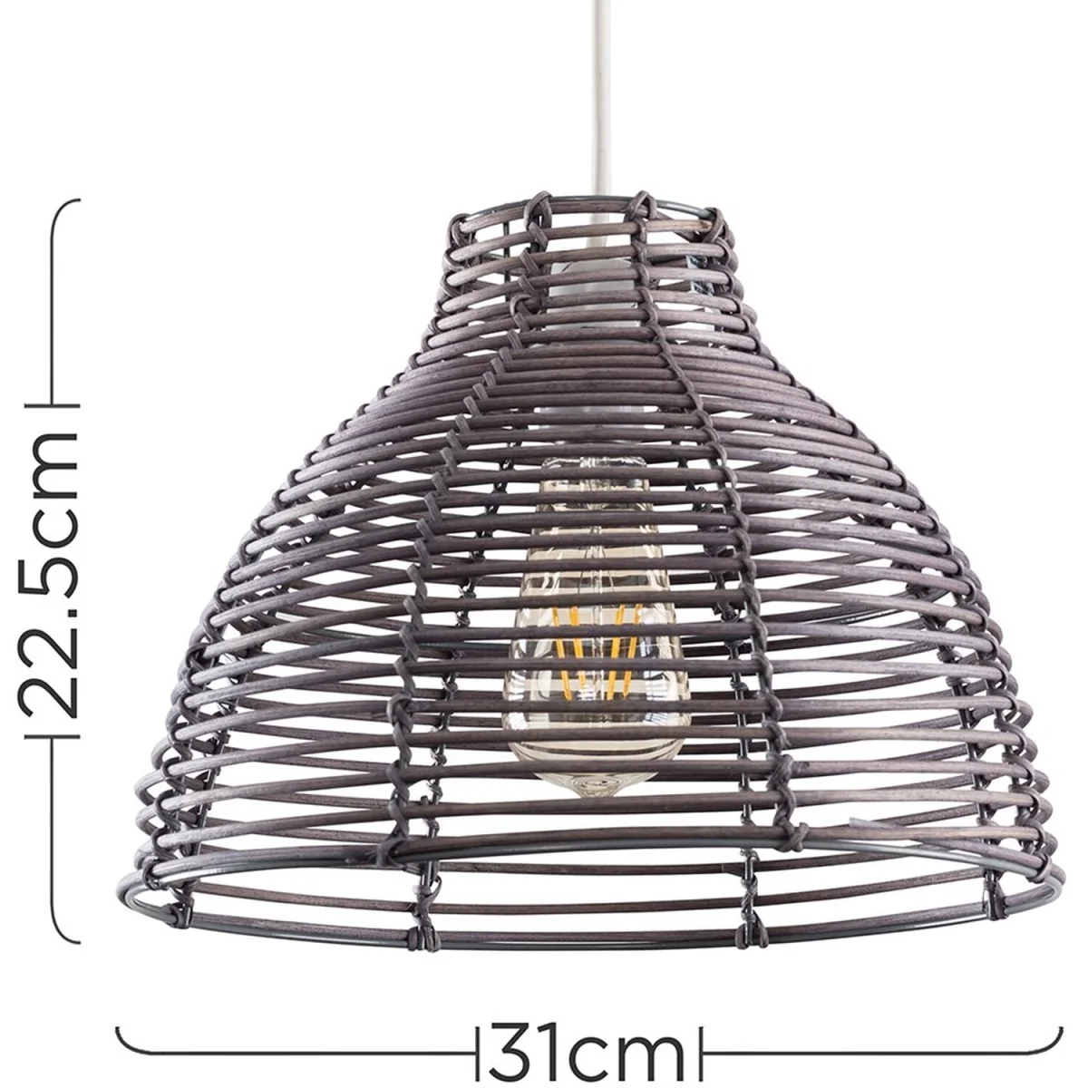 Lobster Wicker Rattan Grey Ceiling Pendant Light Shade - Grey / 24cm – image 8
