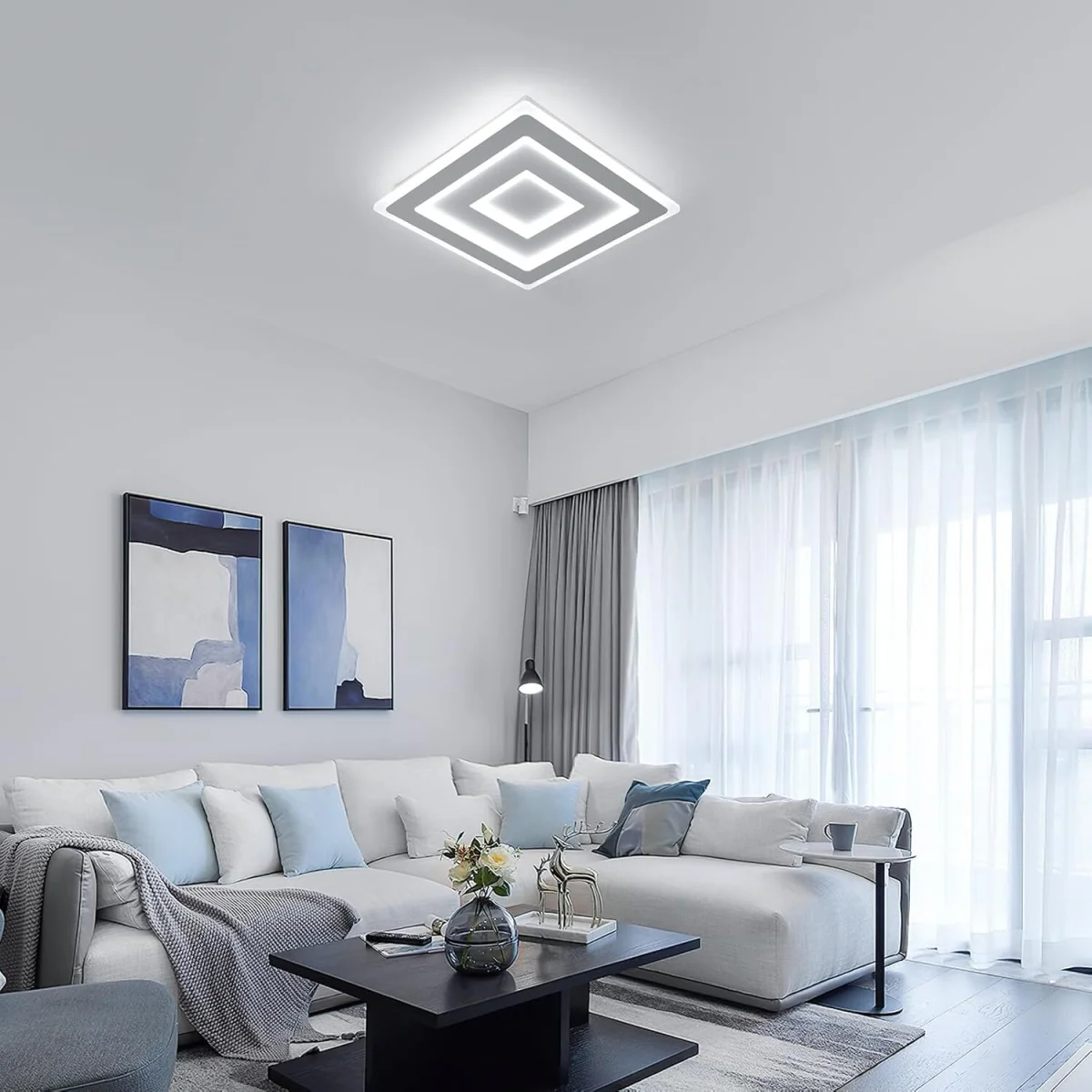 GOECO Square Ceiling Light, 52 W, Modern Flat Ceiling Light, 40 cm, 6500 K - White – image 3