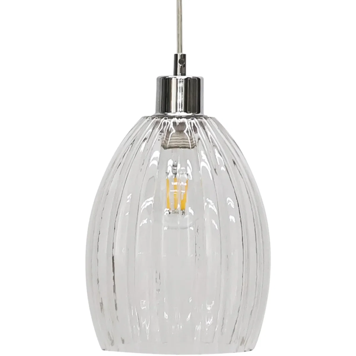 Birch Clear Fluted Glass With Chrome Pendant Fitting - Chrome & Clear – image 2
