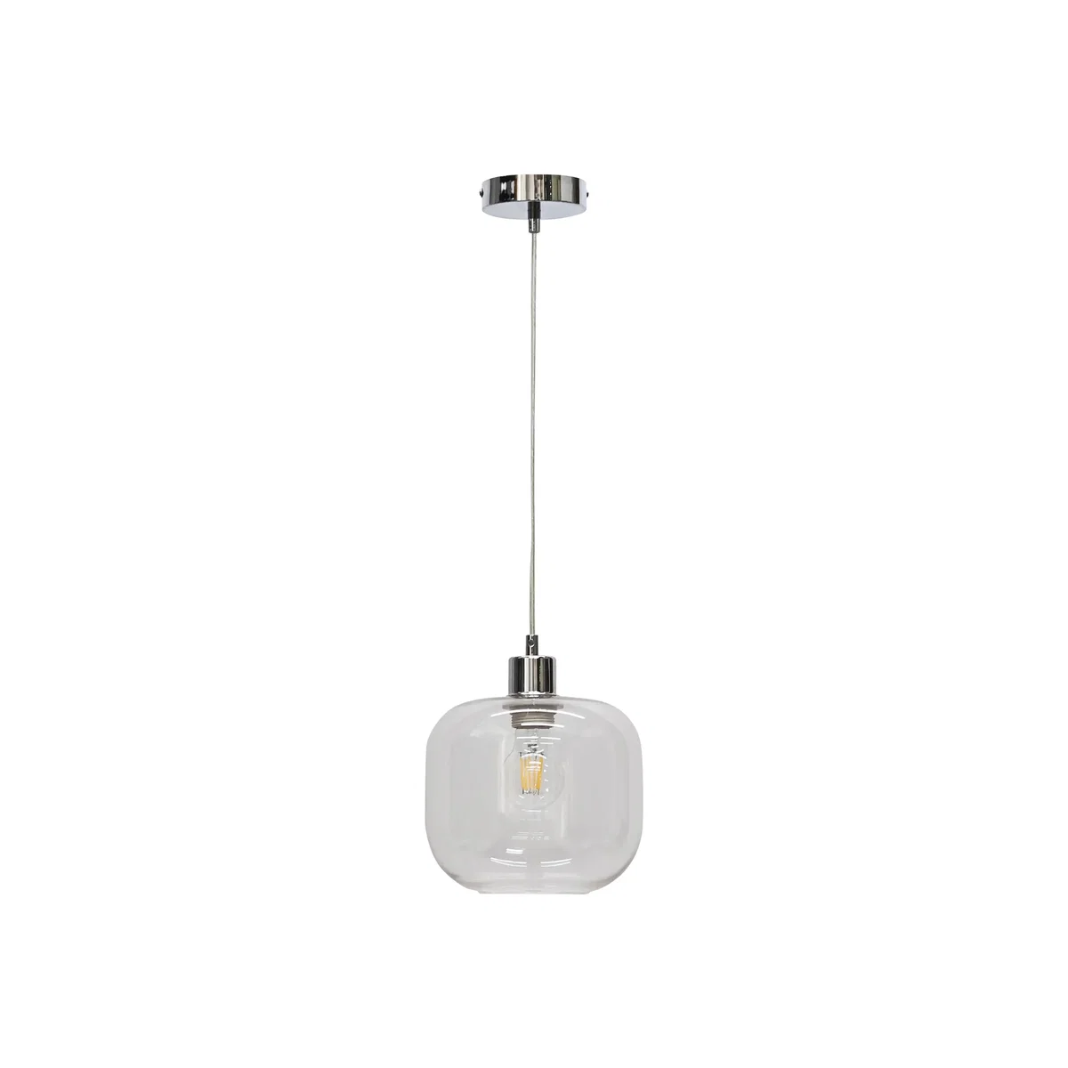 Bletch Clear Glass With Chrome Pendant Fitting - Chrome & Clear – image 1