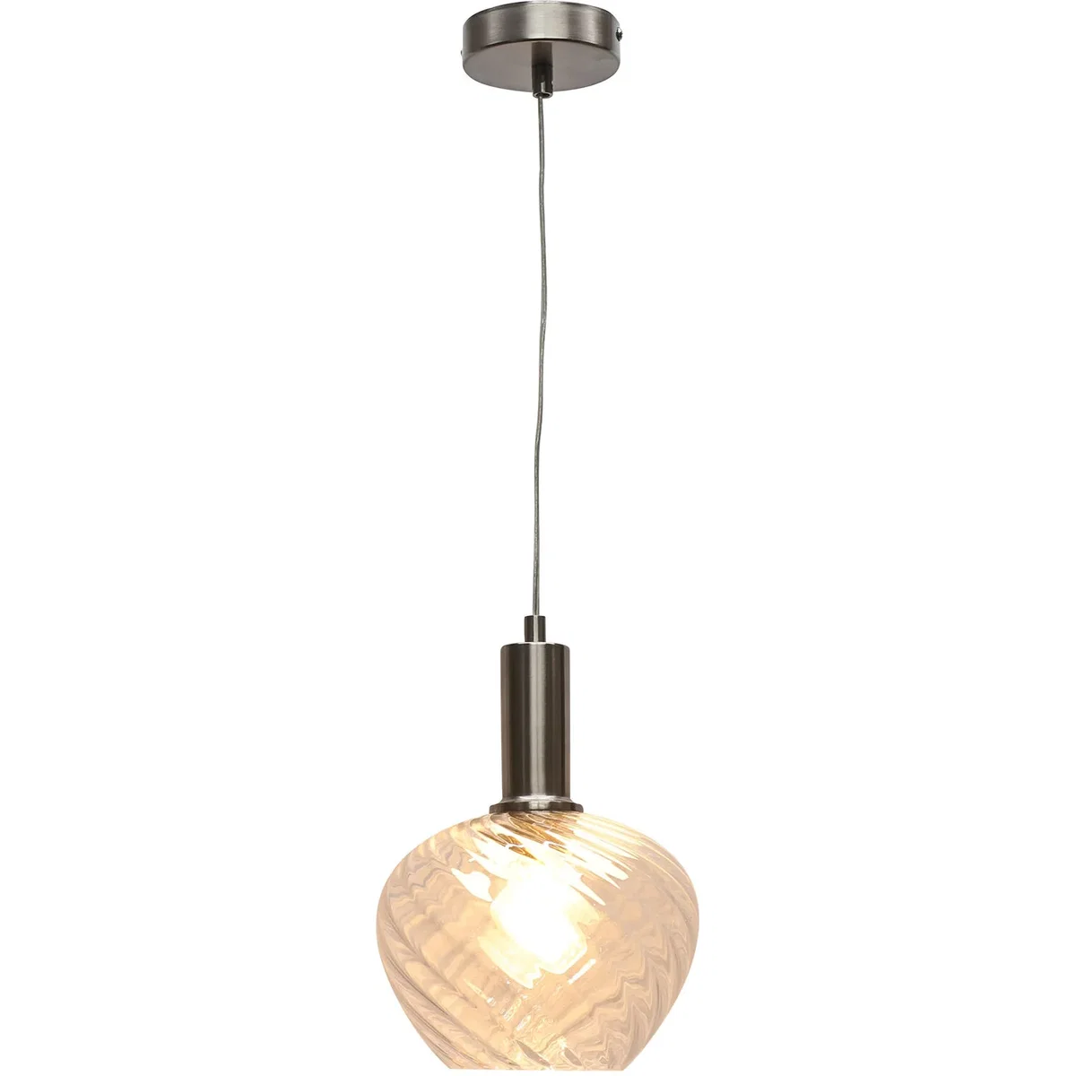 Set Of 2 Bradson Clear Swirl Glass Satin Nickel Deco Pendants - Satin Nickel & Clear – image 3