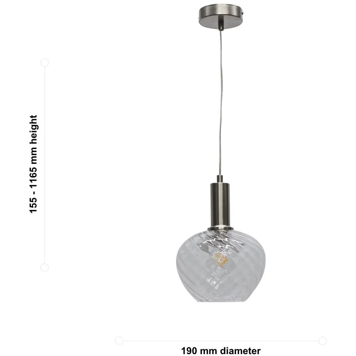 Set Of 2 Bradson Clear Swirl Glass Satin Nickel Deco Pendants - Satin Nickel & Clear – image 5