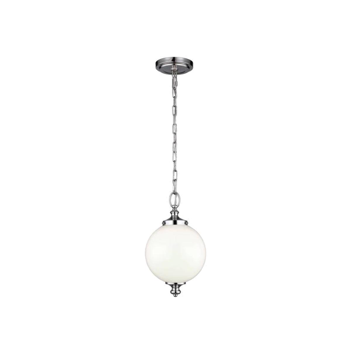 Parkman 1 Light Small Globe Ceiling Pendant Polished Nickel, E27 - Polished Nickel