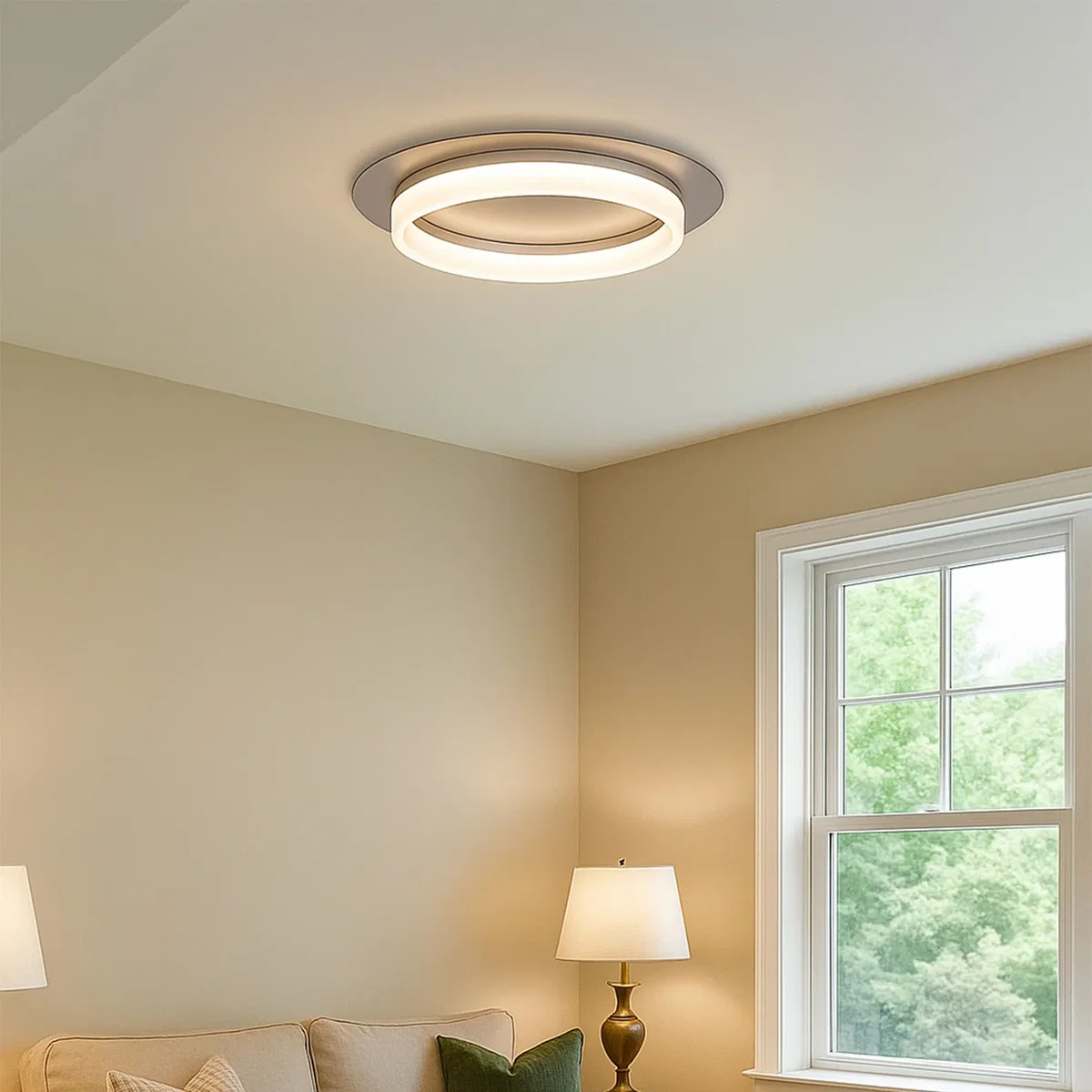 Silver LED Ceiling Flush - Metallic Silver – image 1