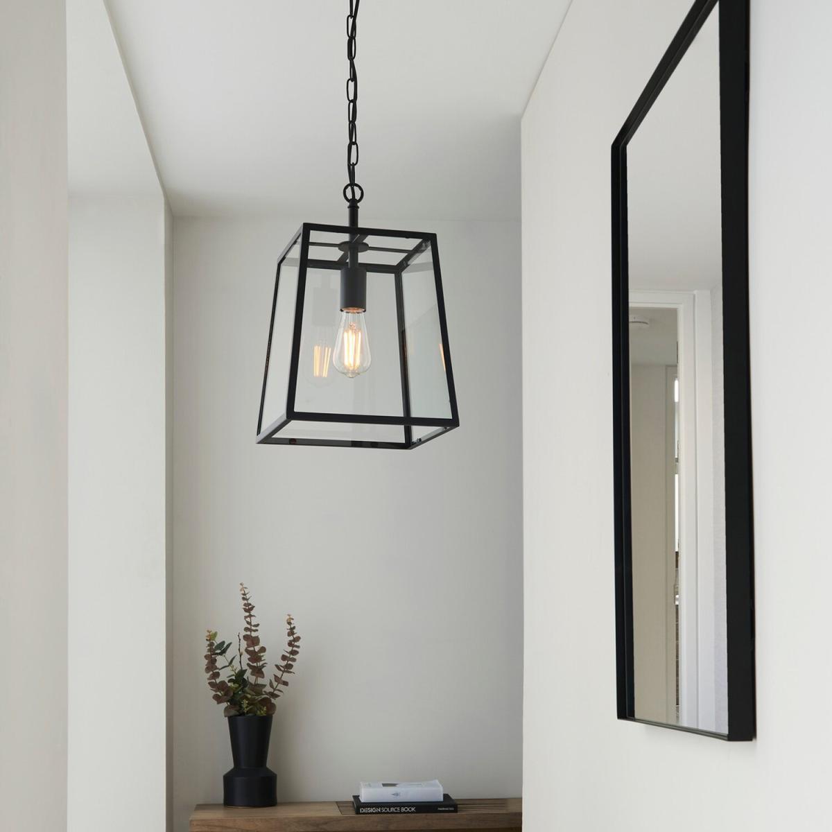 Hurst Single Pendant Ceiling Lamp, Matt Black, Glass - Clear Glass – image 2