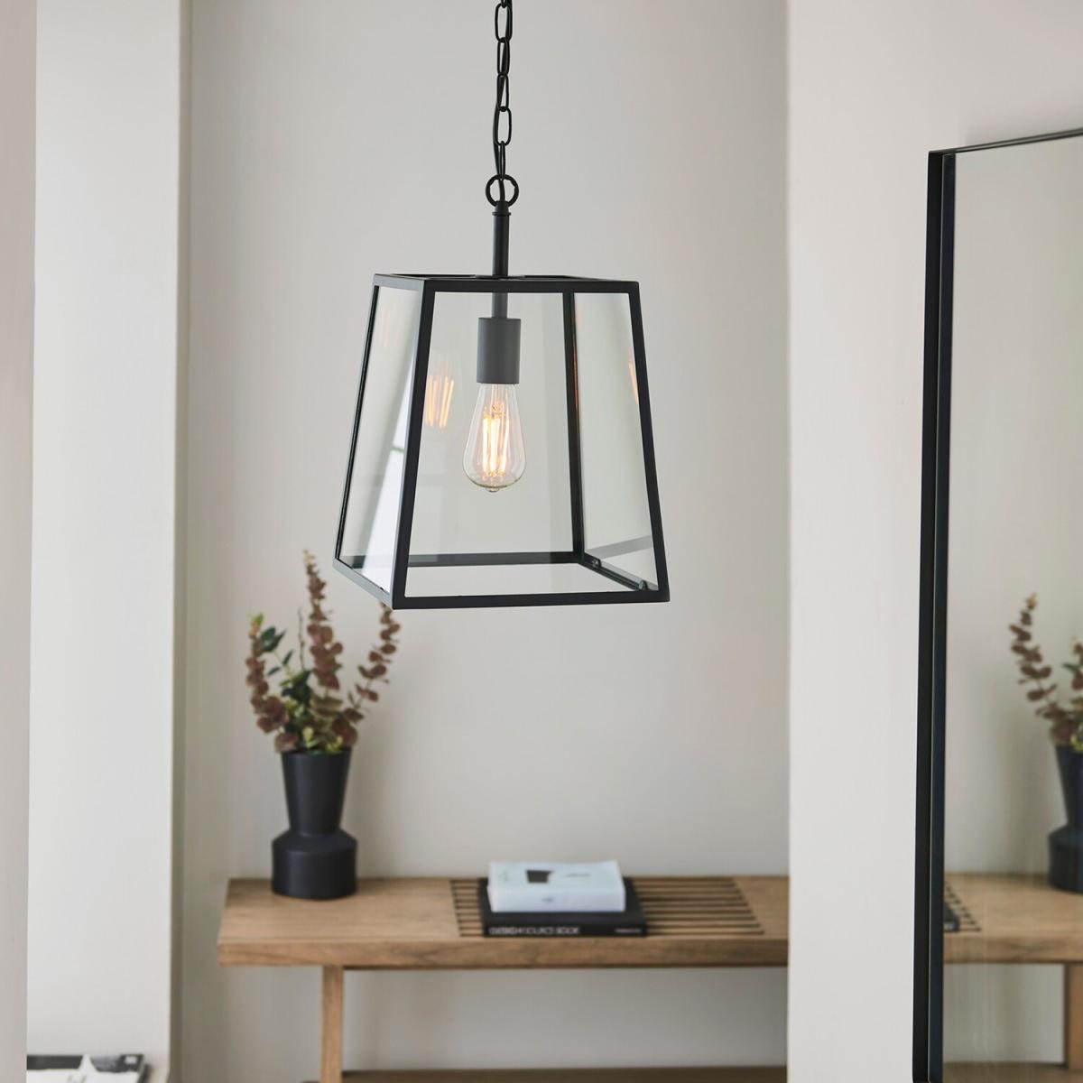 Hurst Single Pendant Ceiling Lamp, Matt Black, Glass - Clear Glass – image 3