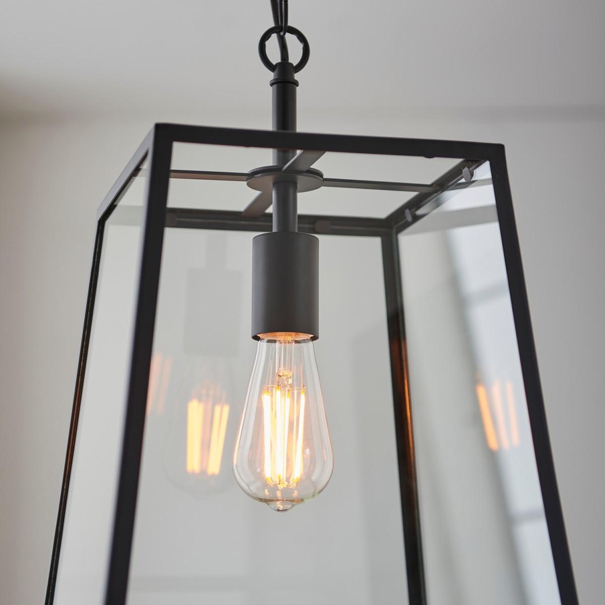 Hurst Single Pendant Ceiling Lamp, Matt Black, Glass - Clear Glass – image 4