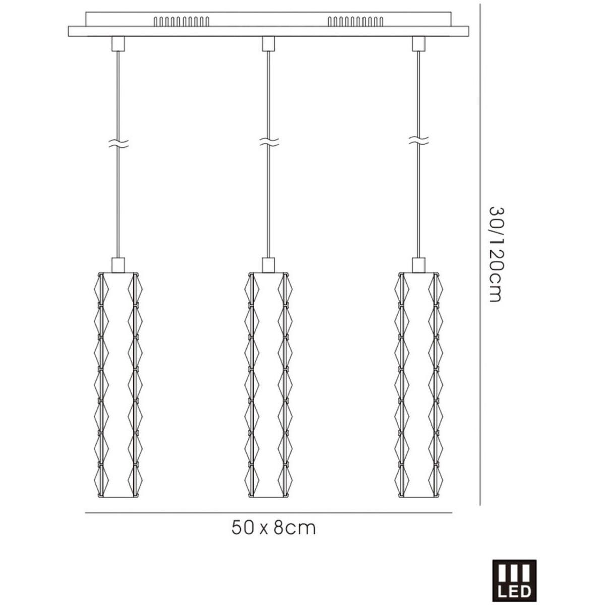 Galaxy Ceiling Pendant 3 Drop LED 4000K 3 X 3W Polished Chrome, Crystal - Polished Chrome – image 4