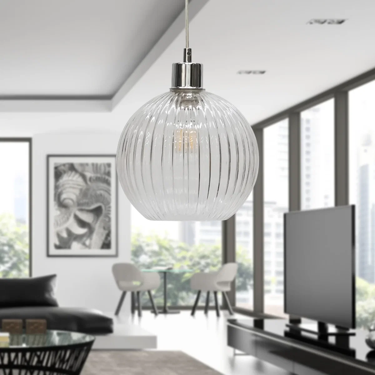 Set Of 2 Carss Polished Chrome Ceiling Pendants For Easy Fit Shades - Chrome – image 4