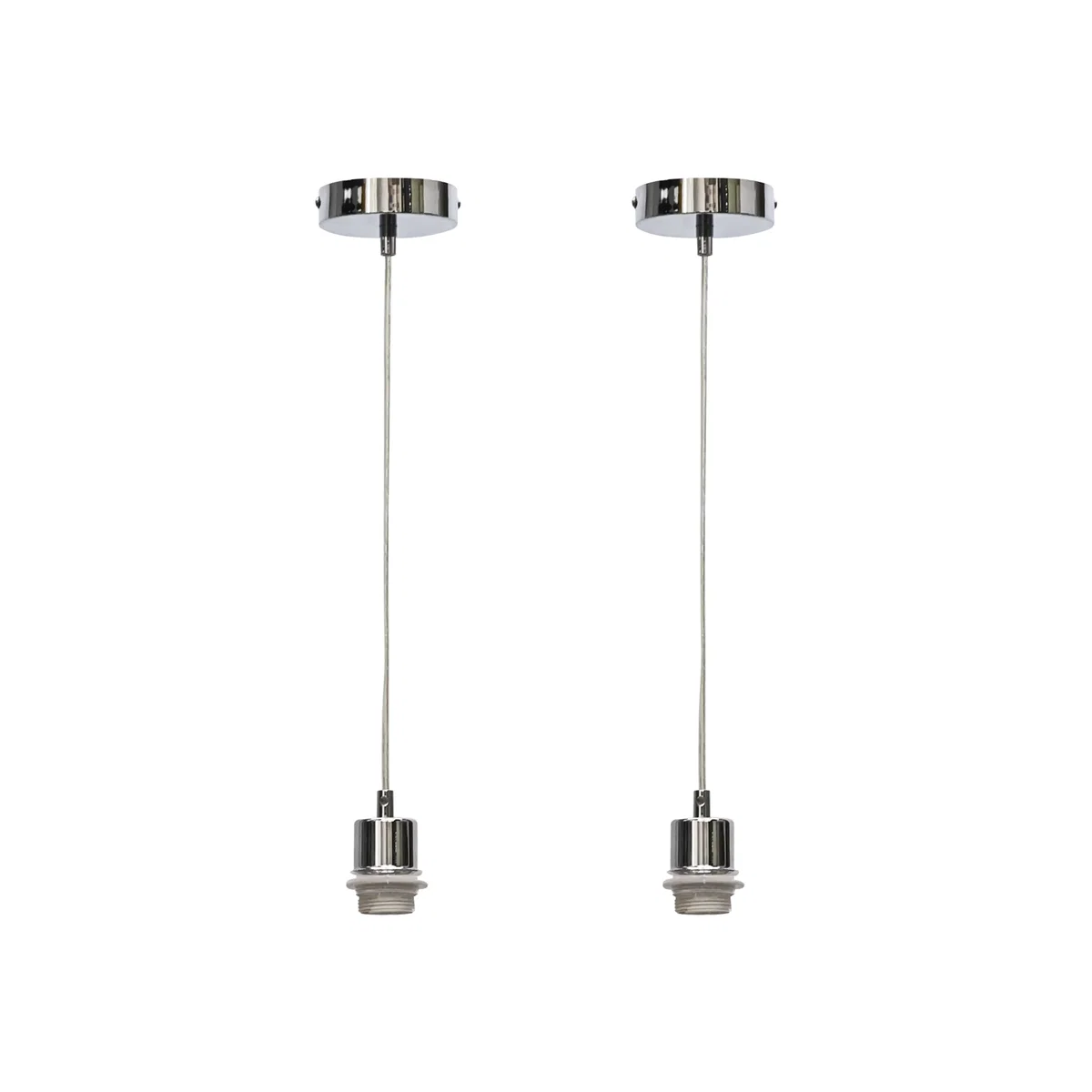 Set Of 2 Carss Polished Chrome Ceiling Pendants For Easy Fit Shades - Chrome – image 1